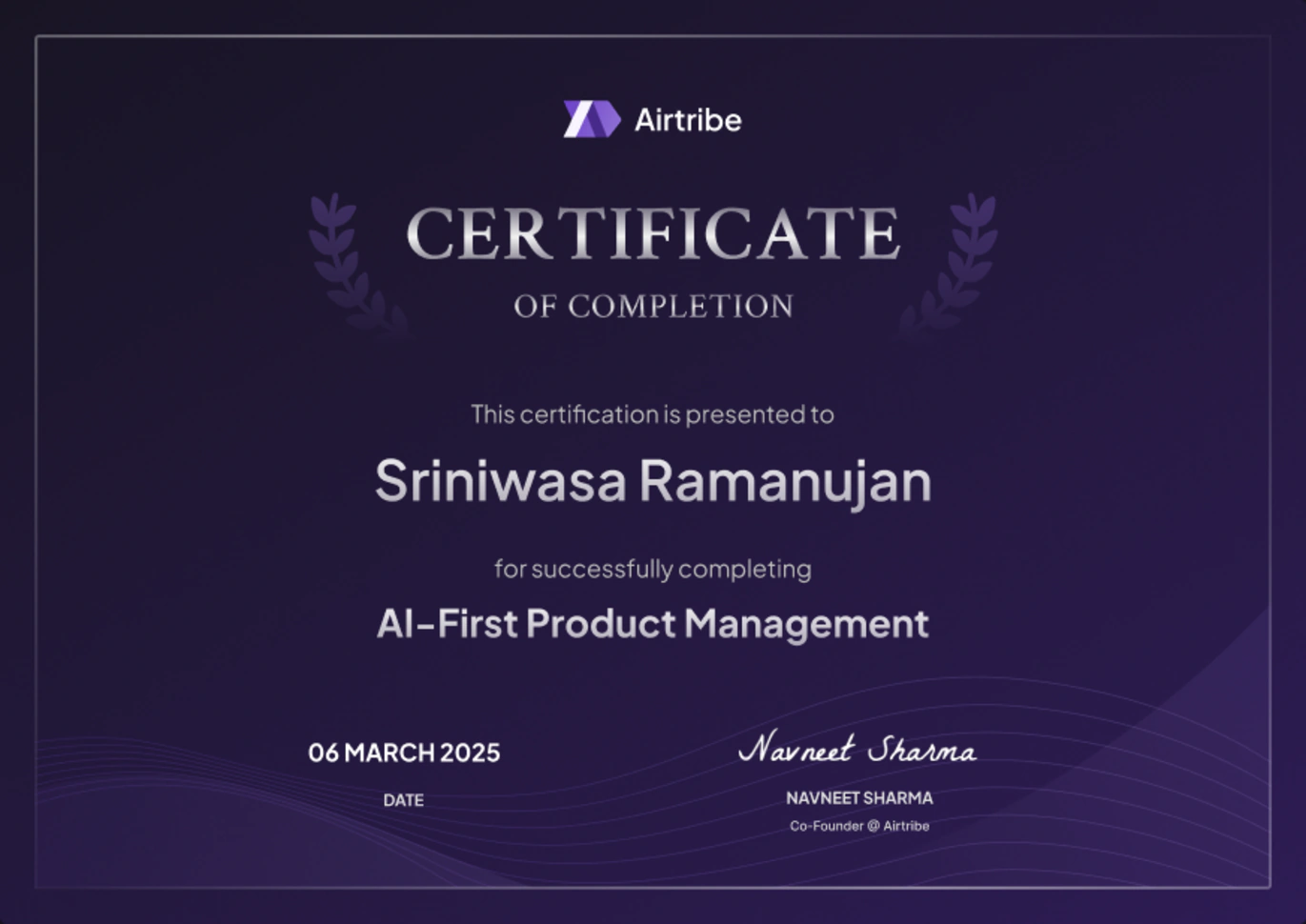 Certificate of completion