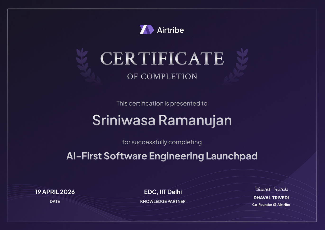 Certificate of completion
